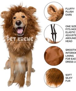 Pet Krewe Large Dog Lion Mane Halloween Costume – Fits Neck Size 13”- 32”- Lion Mane for Small Dogs – Ideal for Halloween, Dog Birthday, Dog Cosplay, Dog Outfits, Pet Clothes 21 71AnYYzdKJL