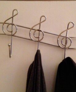 Southern Homewares Music Note Treble Clef Shape Over The Door Metal Rack, 5 Hanger Hooks Chrome Plated 9 71Ao1AJL L