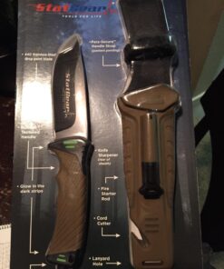 StatGear Surviv-All Fixed-Blade Bowie Knife with Sheath, Firestarter, Sharpener & Cord Cutter for Hunting Camping Outdoors Hiking EDC 33 71AoghR15L 2