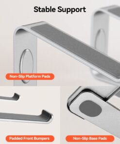 LORYERGO Laptop Stand, Ergonomic Computer Stand Laptop Riser for Desk, Laptop Stand Desk Holder Compatible with Most 10-15.6” Laptops, Silver A-Silver 28 71AozfcYB8L