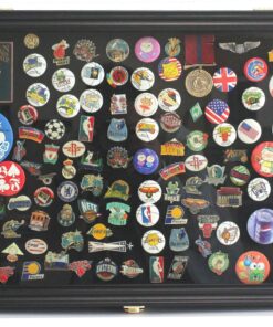 Large 19"X 14" Pin Display Case Medal Shadow Box with 98% UV Protection for Military Medals, Beach Tags, Jewelry Pins, Pin Gift, Insignia Ribbons, Pin Collectibles Black Finish 29 71Ap4xMWoEL