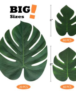Moon Boat 120PCS Tropical Palm Leaves Plant Imitation Leaf-Hawaiian/Luau/Jungle Party Table Decorations 31 71Ap7790unL