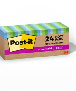 Post-it Super Sticky Recycled Notes, 3x3 in, 24 Pads, 2x the Sticking Power, Poptimistic, Bright Colors, 30% Recycled Paper (654-24SST-CP) 31 71Aq jVz NL
