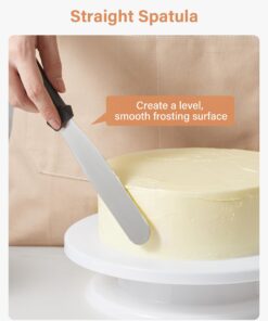 Kootek Cake Decorating Kit Baking Supplies Cake Turntable with 2 Frosting Straight Angled Spatula 3 Icing Smoother Scrapers Baking Accessories Tools for Beginners and Pros, White 27 71AqCAainL