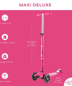 Micro Kickboard - Maxi Deluxe 3-Wheeled, Lean-to-Steer, Swiss-Designed Micro Scooter for Kids, Ages 5-12 Pink 14 71Ar7BqyRcL