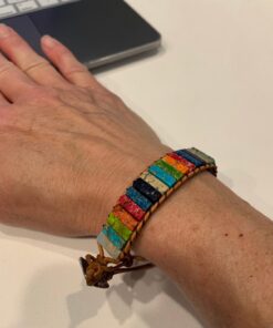 Plumiss 7 Chakra Bracelets for Women Boho Handmade Natural Jasper Stone Healing Energy Bead Leather Wrap Bracelet Jewelry Collection Chakra Jasper 37 71ArvCr344L