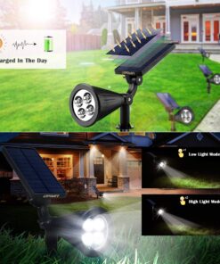 URPOWER Solar Lights Outdoor, Adjustable Solar Spot Lights Outdoor, 2-in-1 Waterproof Solar Landscape Spotlights Wall Light, Dusk-to-Dawn Solar Powered Outdoor Light for Garden, Yard, Pathway (2 Pack) 2 Pack Cool White 34 71AszNuEnL