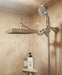 Adjustable Shower Arm Extension 10" Long - Stainless Steel Chrome Finish - The Only Arm Designed With a GEAR JOINT That Won't Slip! Our Long Shower Extender Pipe Can Hold A Rainfall Shower Head System 32 71Au9c26HyL