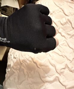 Copper Compression Arthritis Gloves | Fingerless Arthritis Carpal Tunnel Pain Relief Gloves For Men & Women | Hand Support Wrist Brace For Rheumatoid, Tendonitis, Swelling, Crocheting, Typing (M) Black Medium (1 Pair) 37 71Aw2gSJ5SL 2