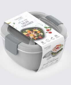 Bentgo® All-in-One Salad Container - Large Salad Bowl, Bento Box Tray, Leak-Proof Sauce Container, Airtight Lid, & Fork for Healthy Adult Lunches; BPA-Free & Dishwasher/Microwave Safe (Gray) Gray 33 71Az46GU1XL