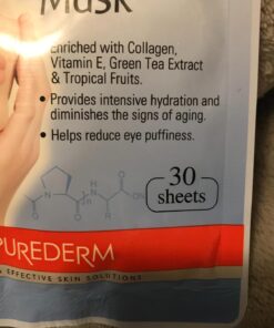 Deluxe Collagen Eye Mask Collagen Pads For Women By Purederm 2 Pack Of 30 Sheets/Natural Eye Patches With Anti-aging and Wrinkle Care Properties/Help Reduce Dark Circles and Puffiness 34 71AzDjXDSiL