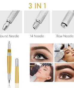 Alternative view of Pinkiou Microblading Pen for Eyebrow Henna Makeup Brow Lamination Pen with Sterilized Blade Hair Stroke Brow Embroidery gold