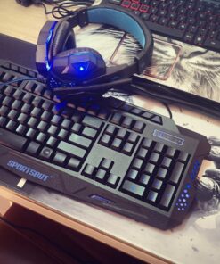 Soundbot SportsBot SS301 Blue LED Gaming Over-Ear Headset Headphone, Keyboard & Mouse Combo Set w/ 40mm Speaker Driver, Microphone, Multimedia Keys & Window Key Lock, 4 DPI Levels (BLU) 61 71B1dDcV3DL