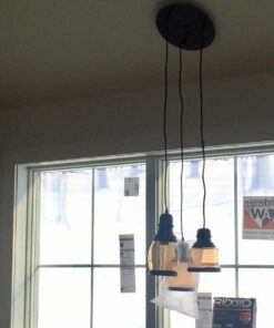 UNITARY Farmhouse Pendant Lights Kitchen Island, Kitchen Light Fixtures, Rustic Dining Room Light Fixture with 3 E26 Bulb Sockets, Black Metal and Glass Jar Chandelier, Ceiling Pendant Light Fixtures 42 71B2zNcKqHL