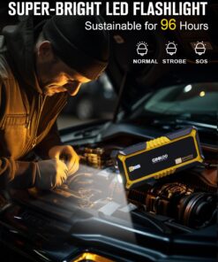 GOOLOO GP4000 Jump Starter Box 4000A Peak Car Starter (All Gas,up to 10.0L Diesel Engine) SuperSafe 12V Lithium, Auto Battery Booster Pack,Portable Power Bank with USB Quick Charge and Type C Port Yellow 34 71B3OAADzkL