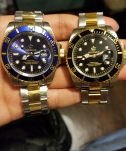 FANMIS Mens Luxury Watches Rotatable Bezel Sapphire Glass Luminous Quartz Silver Gold Two Tone Stainless Steel Watch Gold Black 37 71B4VGtGL