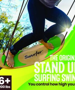 Alternative view of Swurfer Stand Up Tree Swing, Outdoor Swing - Swingset Outdoor for Kids with Adjustable Handles, Outdoor Swing for Kids, Outdoor Play, Durable, Weatherproof, Easy Installation, 200lbs, Ages 6 and Up Brown/Green