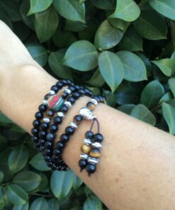 COAI Black Obsidian Stone Bracelet Necklace Mala Beads 108 Tiger Eye 42 71B6eXWtkL