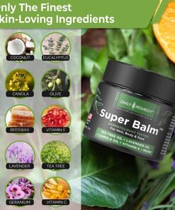DAILY REMEDY Tea Tree Oil Extra Strength Super Balm - Athletes Foot Cream Combats Ringworm, Jock Itch, Nail Issues - Nourishes Cracked Itchy Skin on Body & Feet - Made in USA 2 Ounce (Pack of 1) 22 71B6t GdnOL