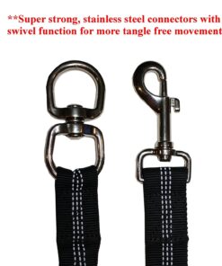 Pet Fit For Life 64" Premium Two Dog Leash: Premium Double Leash for Dogs, Provides Control and Comfort - Durable Foam Rubber Handle, Shock Absorbing Cord - Includes Bonus Collapsible Water Bowl Large 28 71B99Gkbp L