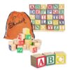 Skoolzy Toddler Letter Blocks - 26 ABC Wooden Blocks for Toddlers - Wood Alphabet Stacking Toys - Baby Letter Stacking Blocks for Kids Ages 2 + ABC Wooden Blocks (30 Blocks)