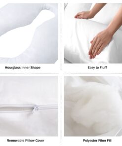 Pregnancy Pillow, Full Body Maternity Pillow with Contoured U-Shape by Bluestone, Back Support 60 x 35 x 7" Pillow & Pillowcase White 27 71BAXqipWWL