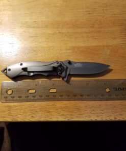 TF-846-MC Tac Force TF-846 Spring Assist Folding Knife, Grey Straight Edge Blade, Grey Handle, 3.5" Closed , Black 21 71BBNs7GaL