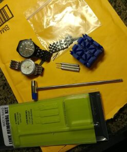 SE JT6218 5-Piece Watch Band Link Remover Kit - Includes Dual Head Hammer, Band Holder, Pin Punches (0.8, 0.9, 1.0mm) for DIY Watch Adjustments and Repairs 41 71BEMrxcTXL