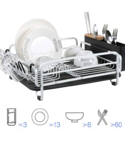 KINGRACK Aluminum Dish Drying Rack,Large Dish Rack and Drain Board Set,Kitchen Dish Rack 24 71BEb7y1FuL