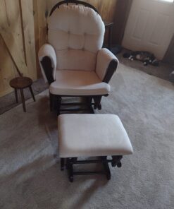 Storkcraft Premium Hoop Glider and Ottoman (Cherry Base, Beige Cushion) – Padded Cushions with Storage Pocket, Smooth Rocking Motion, Easy to Assemble, Solid Hardwood Base Ch/Beige <M21> 35 71BEv7CkVaL