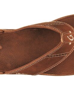 OLUKAI Nui Men's Beach Sandals, Full Grain Leather Flip-Flop Slides, Compression Molded Footbed & Ultra-Soft Comfort Fit 7 Rum/Rum 7 71BEzJQzoaL