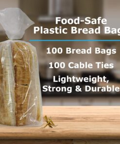 Alternative view of Bread Bags with Ties, Heavy Duty, Reusable, 100 Clear Bags and 100 Ties Extra Heavy Duty (2ml)