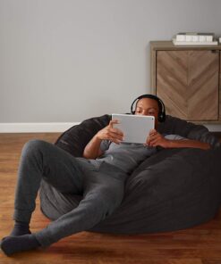 Amazon Basics Memory Foam Filled Bean Bag Chair with Microfiber Cover 4 ft, Grey, Solid 19 71BGUX0PFL