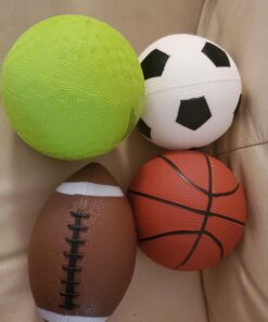 AppleRound Pack of 4 Sports Balls with 1 Pump: 1 Each of 5" Soccer Ball, 5" Basketball, 5" Playground Ball, and 6.5" Football (4 Balls and 1 Pump) 65 71BGiS6yoGL