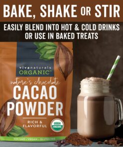 Viva Naturals Organic Cacao Powder, 1lb - Unsweetened Cacao Powder With Rich Dark Chocolate Flavor, Perfect for Baking & Smoothies, Non-GMO, Certified Vegan & Gluten-Free, 454 g 1 Pound (Pack of 1) 21 71BKDDeHwML