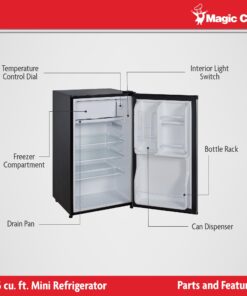 Magic Chef MCBR350S2 Compact Refrigerator with Manual Defrost, Small Refrigerator for Compact Spaces, 3.5 Cubic Feet, Silver Stainless Steel 11 71BKNZZANfL