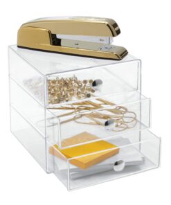 iDesign BPA-Free Plastic 3-Drawer Vanity Organizer - 6.5" x 6.5" x 6.5", Clear 31 71BKWBzOy0L