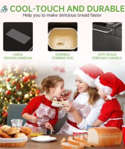 KBS Pro Stainless Steel Bread Machine, 2LB 17-in-1 Programmable XL Bread Maker with Fruit Nut Dispenser, Nonstick Ceramic Pan& Digital Touch Panel, 3 Loaf Sizes 3 Crust Colors, Reserve& Keep Warm Set 39 71BLXz2UB4L 1