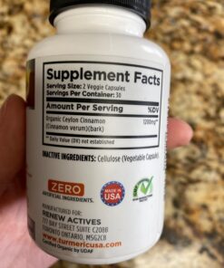 Organic Ceylon Cinnamon Supplement Capsules: All Natural Vegan Cinnamon Pills - Antioxidant Support for Healthy Joints, Circulation and Digestion - 60 Veggie Capsules 21 71BMEPt yLL