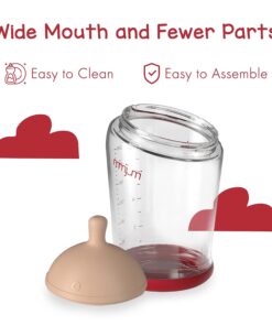 mimijumi Baby Bottle (2 pcs.) Very Hungry 8 oz Bottle with Slow Flow, Lighter Nipple - Medical Grade Silicone Anti-Colic Baby Bottles for Breastfed Babies - Newborns 0-6 Months 8oz (Slow Flow) 41 71BNQ 7n4bL