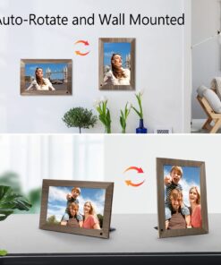 Canupdog 10.1 WiFi Digital Picture Frame, IPS Touch Screen Smart Cloud Digital Photo Frame with 16GB Storage, Wall Mountable, Auto-Rotate, Motion Sensor, Share Photos via Frameo App 10.1 inch Wooden 23 71BNV7xBzuL