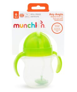 Munchkin® Any Angle™ Weighted Straw Trainer Cup with Click Lock™ Lid, 7 Ounce, Green 1 Count (Pack of 1) 27 71BQDX7p3EL
