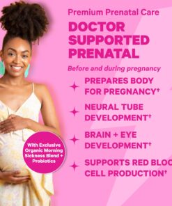 Pink Stork Premium Prenatal Vitamins for Women with Organic Whole-Food Ingredients for Fetal Development and Morning Sickness Support, Probiotics, Folate, B6, & More - 60 Capsules 25 71BQZzUhqDL