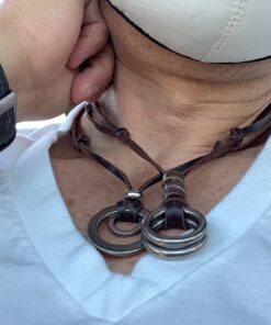 FIBO STEEL Alloy Vinatge Pendant Necklace for Men Leather Chain Adjustable 2 Pcs a Set 40 71BQdxehFOL