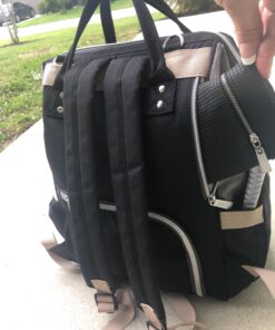 Hafmall Diaper Bag Backpack, Multifunctional Baby Diaper Bag with Stroller Hooks, Stylish Baby Bag for Mom Dad, Gray Black Black Gray 58 71BQsS2pKOL