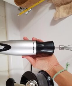 Hamilton Beach 4-in-1 Electric Immersion Hand Blender with Handheld Blending Stick, Whisk + 3-Cup Food & Vegetable Chopper Bowl, 2-Speeds, 225 Watts, Silver and Stainless Steel (59765) 38 71BRMiyOWSL