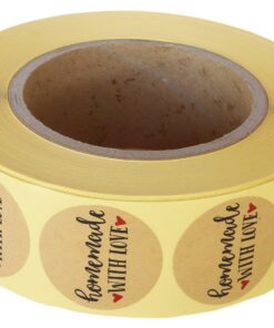 Homemade Sticker Labels - 1000-Piece Homemade with Love Stickers, Homemade Stickers Roll, Kraft Stickers for Gifts, Crafts, DIY Projects, Envelope Sealing, Brown, 1.5 x 1.5 Inches 16 71BSG gKyyL