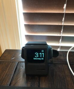 elago W3 Stand Compatible with Apple Watch Series Series 9/8/7/6/SE/5/4/3/2/1/SE (45mm, 44mm, 42mm, 41mm, 40mm, 38mm) (Black) - Classic Monitor Design, Compatible with Nightstand Mode Black 51 71BWqxIyWsL