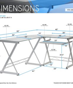 Techni Mobili L Shaped Desk with Keyboard Tray - Efficient Work from Home Desk - Glass L Shaped Desk - Professional Work Desk For Home Office - Versatile Glass Corner Desks for Home Office 24 71BWtdmWjGL