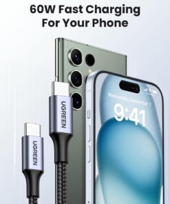 Alternative view of UGREEN USB C Charger Cable, 60W 2-Pack USB C Cable Nylon Braided for iPhone 15, Samsung Galaxy S23, Google Pixel 7, MacBook Air/Pro, Dell XPS, iPad Pro/Mini/Air, Switch, Steam Deck 3.3FT
